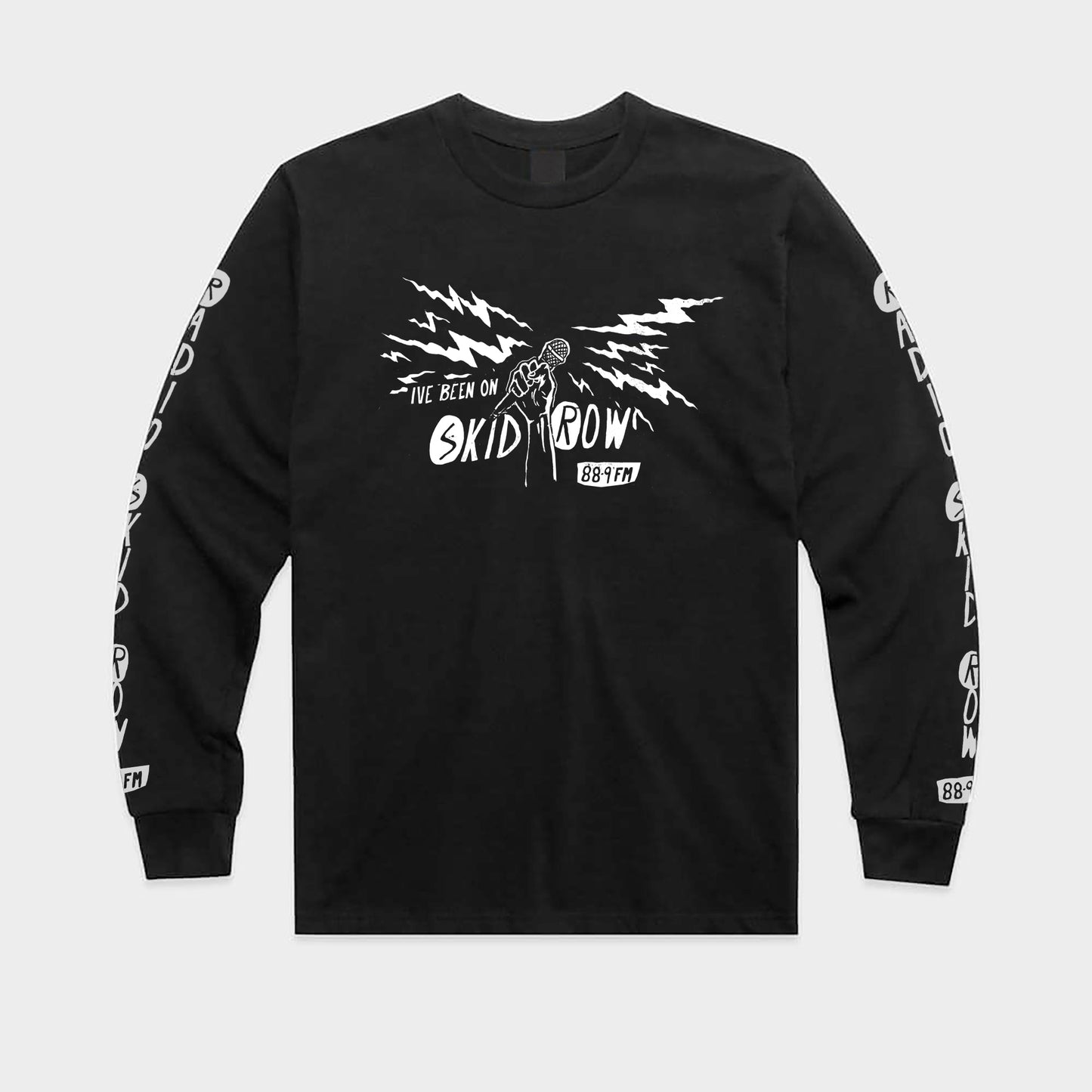 Long Sleeve 'I've Been On Skid Row' T-shirt Black