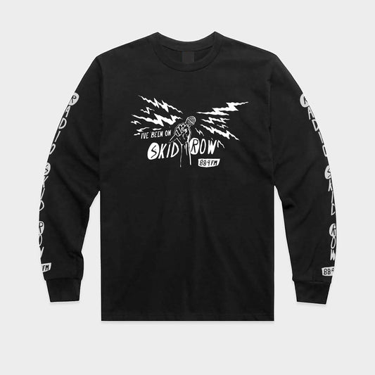 Long Sleeve 'I've Been On Skid Row' T-shirt Black